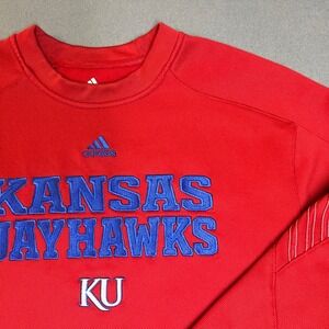 Adidas Kansas University ClimaWarm Sweatshirt Mens L Red Jayhawks Pullover